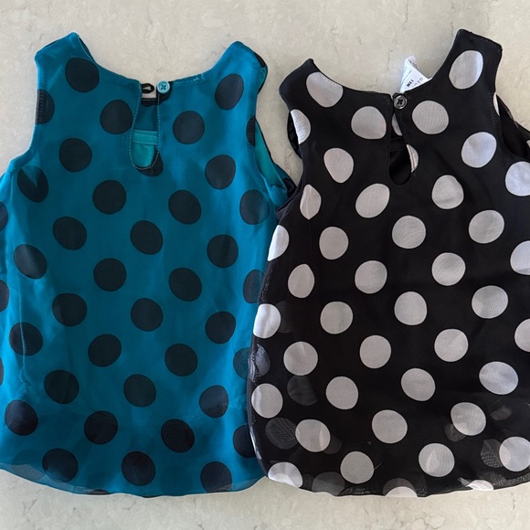 George Kids Polka Dot Tops - Teal and Black - Picture 2 of 3